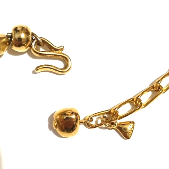 LIZ CLAIBORNE VINTAGE GRADUATED GOLD-TONE BEADED HOOK CLASP 15-19" NECKLACE - Picture 5 of 10